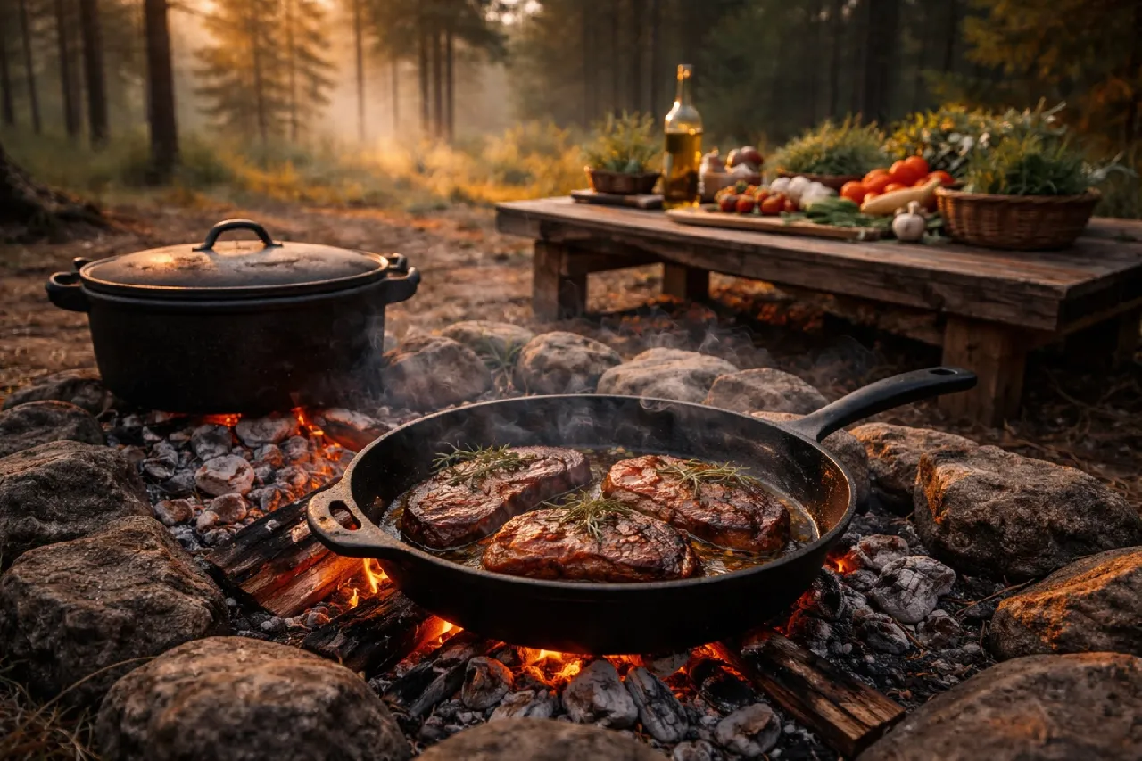 Cooking with Cast Iron Outdoors